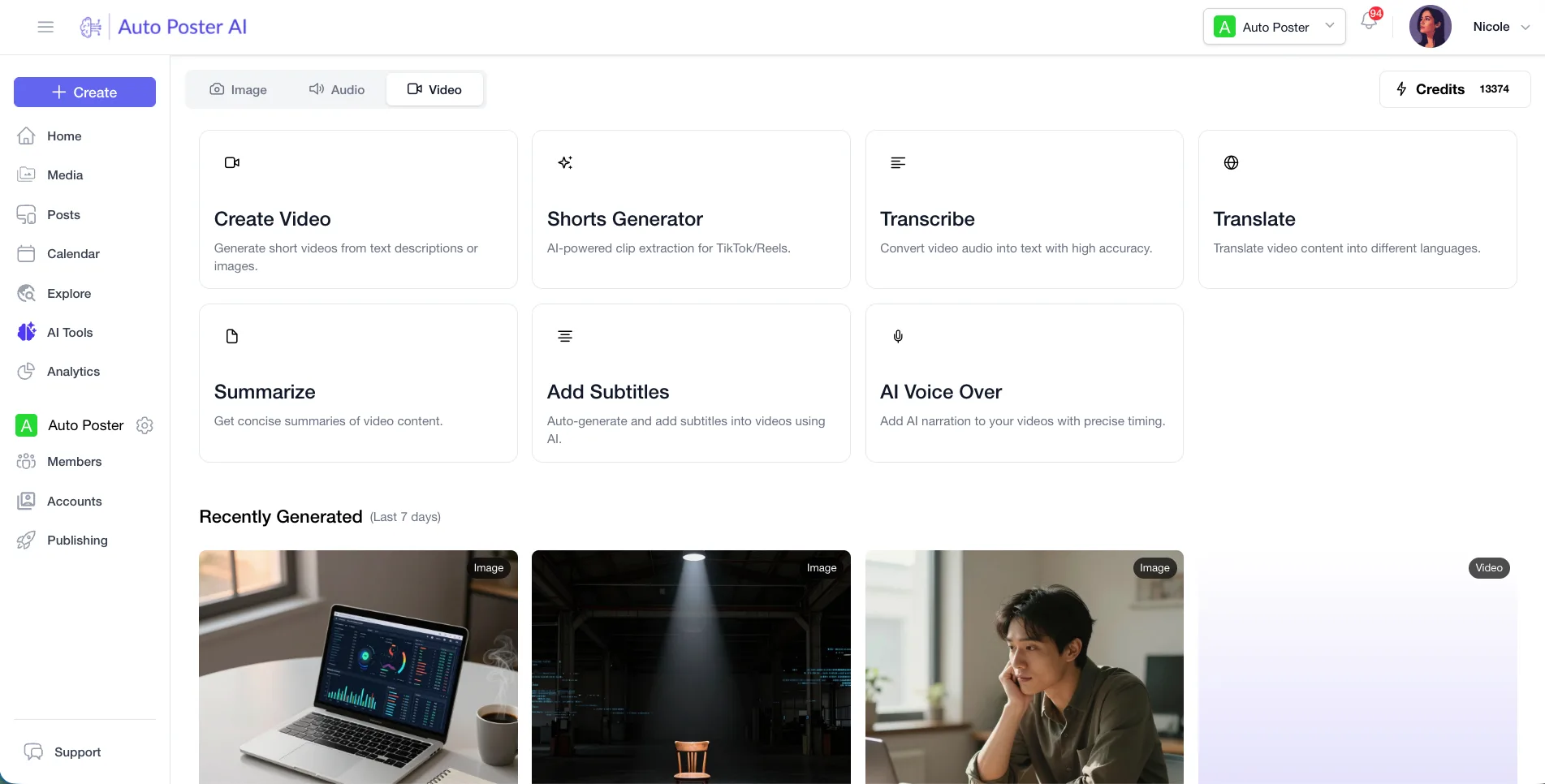 AutoPoster AI Studio with shorts generator, subtitles and voice over
